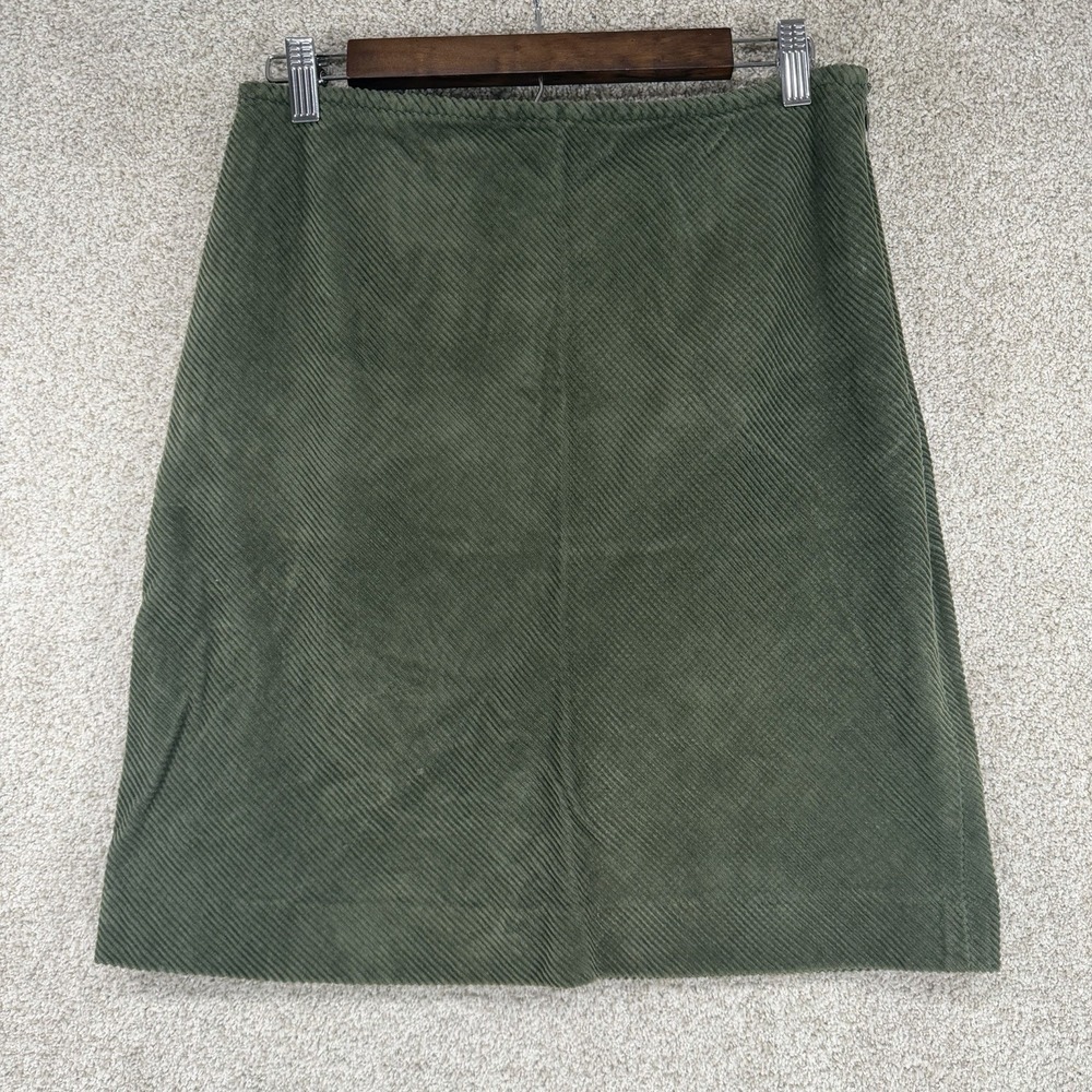 St Johns Bay Olive Green Corduroy Skirt 10 A-Line Knee Length Boho Western VTG
